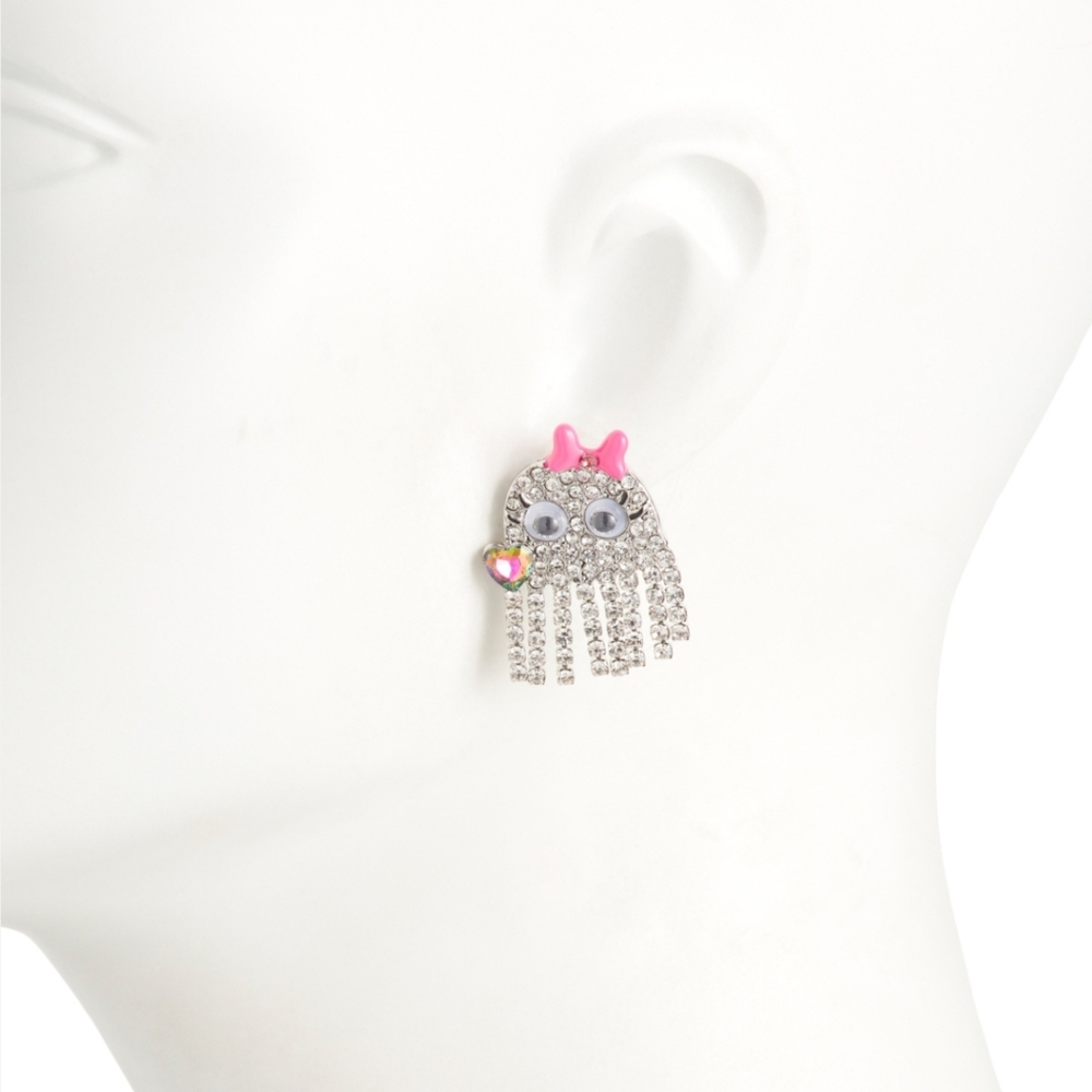 Betsey Johnson Ghost Fringe drop earrings! NWT! - Picture 3 of 9